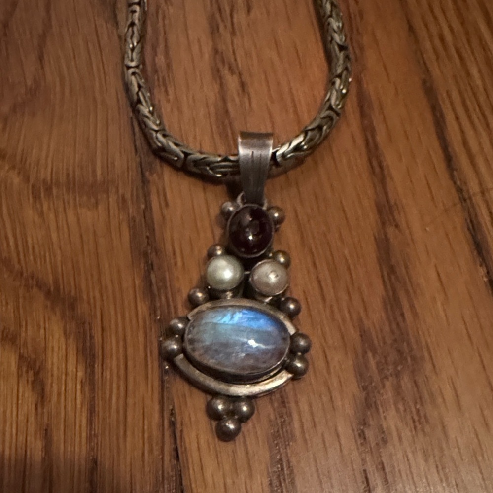 Silver and Stone Necklace on gorgeous chain